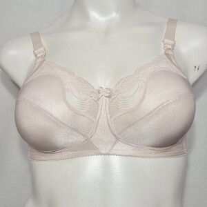 34D VINTAGE Lilyette‎ 810 Satin & Lace Divided Cup Wire Free Bra Pink